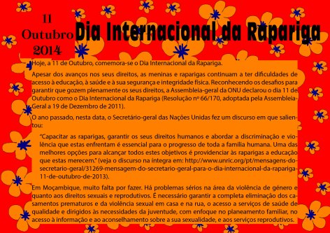 11 de Outubro, Dia Internacional da Rapariga