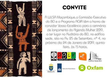 Convite lançamento Agenda Mulher 2019