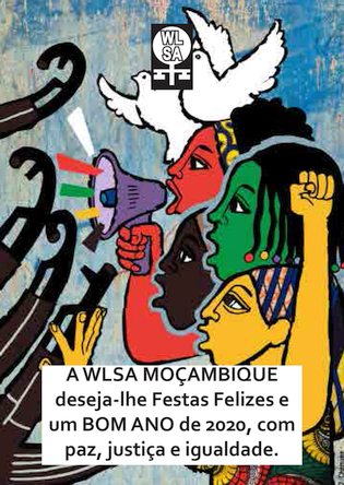Postal de 2019 Cartão da WLSA Moçambique desejando um feliz 2020
