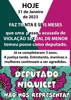Niquice não nos representa! cartaz da campanha *Deputado Niquice não nos representa*