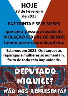 Niquice não nos representa! cartaz da campanha *Deputado Niquice não nos representa*