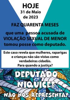 Niquice não nos representa! cartaz da campanha *Deputado Niquice não nos representa*